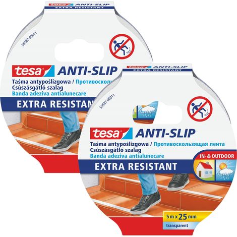 TESA Selbstklebendes Antirutschband für Treppen, transparent, 5 m x 25 mm x 2 (1/3)