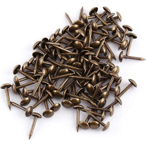 100 Pièces Clou Tapissier, Bronze Rétro Vintage Clous Décoratifs Antiques pour Meubles Anciens, Clous Ameublement, Punaises de Tapisserie pour Canapé-lit Ou Autres Meubles(6  14 mm) (1/5)