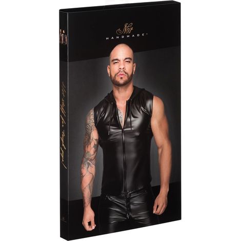 Noir - Elegante chaleco con capucha mate para hombre, color negro, talla 2XL (1/5)