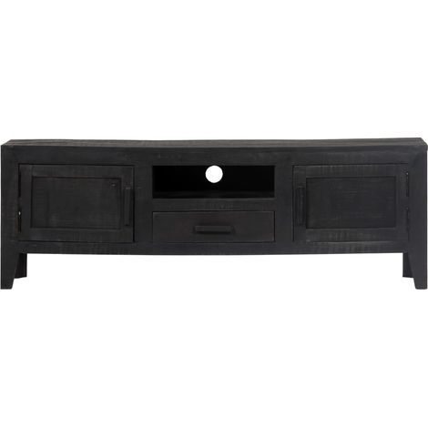 Maison Exclusive - Mobile Porta TV Nero 118x30x40 cm in Legno Massello di Mango (1/5)