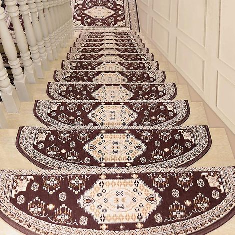 Lot de 1 tapis d'escalier intérieur antidérapant et souple - 65 x 24 cm - Design moderne extra épais - Confort optimal sous les pieds (1/4)