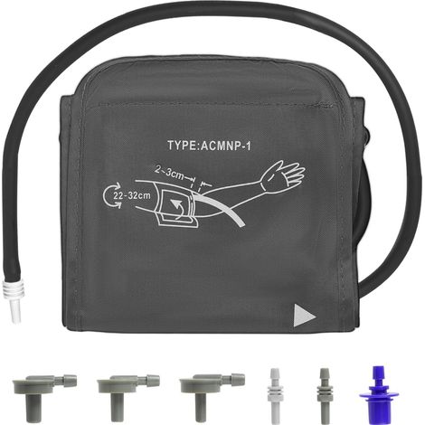 Brassard Tensiometre 22-32cm, S/M Petite Taille Gris Universel pour Brassard de Tensiomètre électrique, Tensiomètre Brassard de Remplacement Brassard aux Bras Plus Fins, Avec 6 Connecteurs