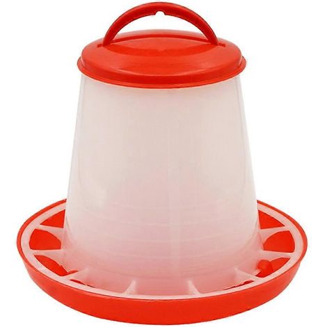 Distributeur automatique de nourriture pour poulets coqs et poules (15 kg) rouge et blanc. (1/5)