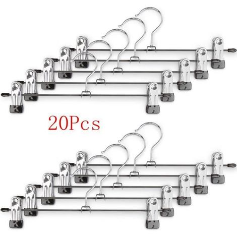 20PCS Cintres Métalliques Multi-fonction à Pinces en Pack