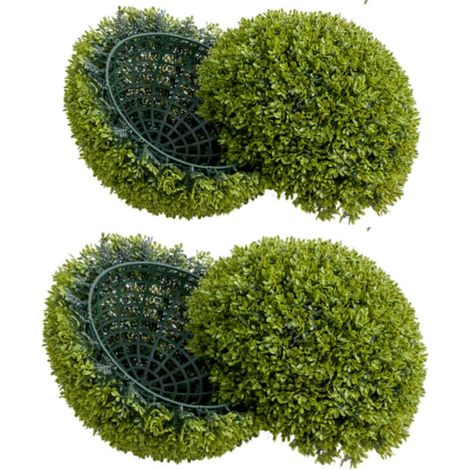 Boules de topiaire artificielles façon buis à suspendre – Feuillage réaliste, résistant aux UV – Déco intérieur/supplémentaireérieur jardin balcon terrasse – Mizilan, lot de 2, Ø 55 cm (1/5)