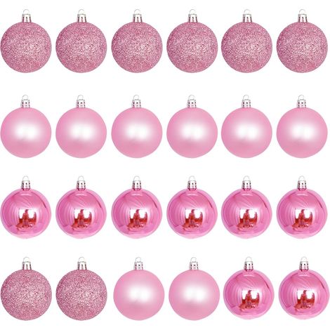 24 Pièces Boule de Noel Rose, Mini Boules de Noel Rose, 3CM Boule Noel en Plastique, Suspendre Décorations Boules pour Sapin de Noel Intérieur Extérieur Mariage Maison Fête Décoration (1/5)