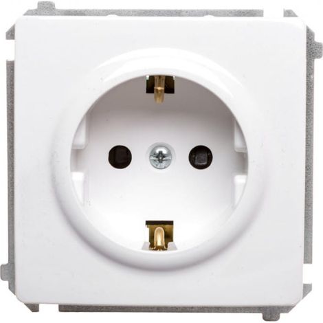 Simon Basic Einzelsteckdose Schuko z/u 16A IP20 mit Schienenverschluss weiß BMGSZ1z.01/11