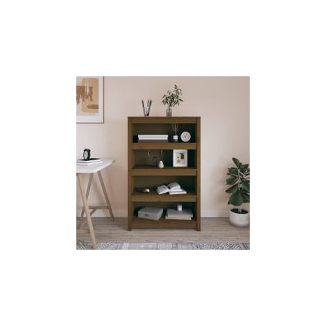 Bibliothèque Marron miel 80x35x126 Bois de pin massif (1/5)