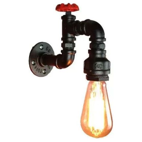 Applique Murale Loft Industriel Tuyau Tube D'eau Rétro en Fer Noir Lustre Lampe Lumières pour Salon Chambre Restaurant (1/4)
