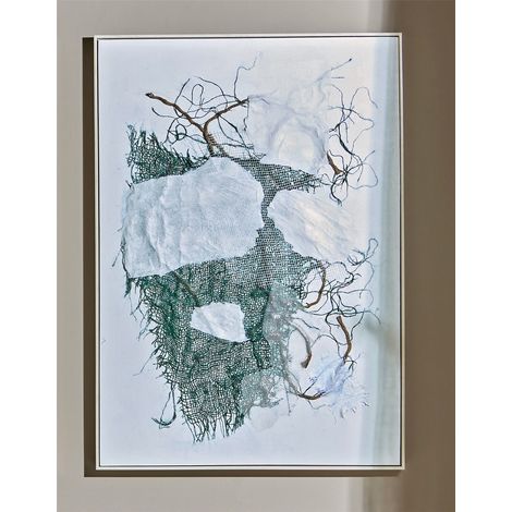 Tableau abstrait moderne en maille grise avec cadre 72 x 102 cm. 72 x 5 x 102 cm. (1/3)