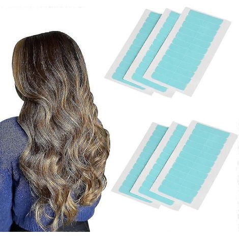 Bande adhésive double face pour extensions de cheveux (4 cm x 0,8 cm, vert cheveux, 120 pièces) (1/5)