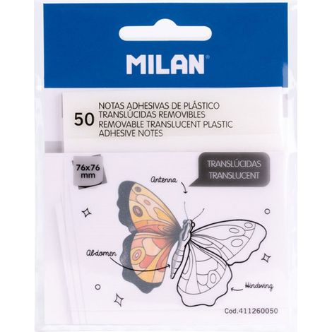 Blocco con 50 foglietti adesivi trasparenti traslucidi rimovibili 76x76mm Milano (1/2)
