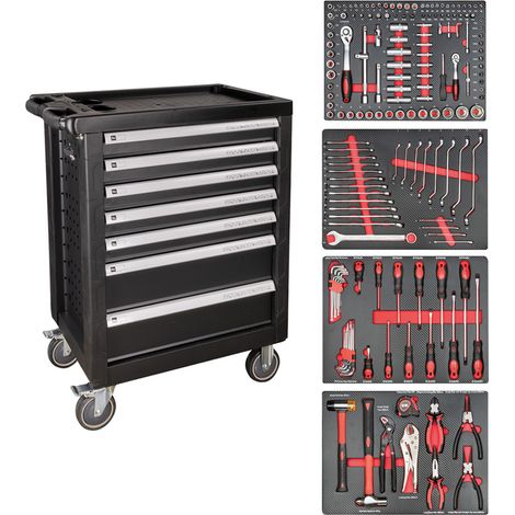 Werkstattwagen jbm 7-drawer tool cart Tragfähigkeit 300 kg (1/4)