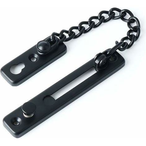 Chaîne de Porte de Sécurité Limiteur de Porte Étroit Verrou de Porte Anti-Vol à Ressort avec Vis pour Porte Interne à Domicile, Finition Noire Matte en Acier Inoxydable