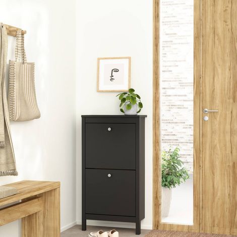 Dmora - Schuhschrank Tisoy, Schuhregal, Mehrzweck-Eingangsgarderobe, Möbel für Schuhe, 54x25 h103 cm, Schwarz (1/5)