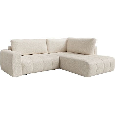 Canapé d'angle droit en tissu chiné beige LORIONA (1/5)