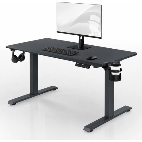 Elektrischer Schreibtisch mit Höhenverstellung ergonomisch anthrazit,1200x600 mm: ARIA