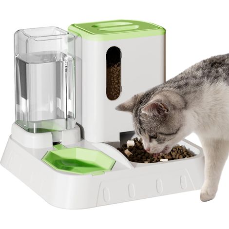 Distributeurs automatiques de nourriture et d'eau pour chats, distributeurs automatiques transparents de nourriture et d'eau, gamelles antidérapantes de grande capacité (-AquaForge (1/5)