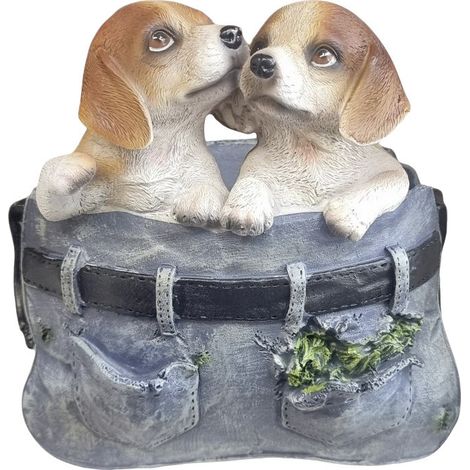Dekofigur Hunde in der Tasche 23 x 21 x 24 cm Dekofigur