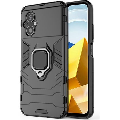 Étui pour Xiaomi Poco M5 4G, anneau de support, noir (1/5)