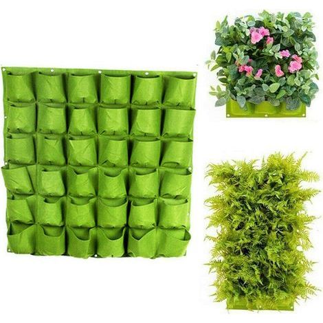 Green Garden Planteur vertical multi-poches mural Living Growing Bag en feutre Pot à herbes en intérieur et en extérieur – 36 poches (100 x 100 h) (1/3)