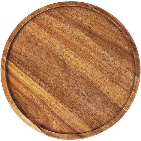 Rundes Holztablett, Serviertablett aus Holz, Servierplatte, Wurst- und Käsebrett, Organizer für Vorspeisentabletts für die Küche/Arbeitsplatte (1/5)