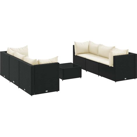 Maison Exclusive - 7-tlg. Garten-Lounge-Set mit Kissen Schwarz Po