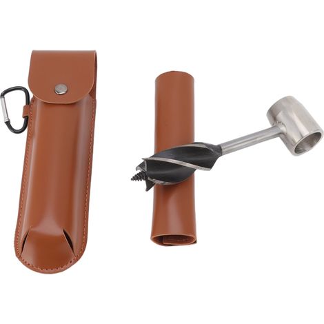 Clé à tarière manuelle pour le travail du bois, outil de perçage multifonctionnel, étui en cuir PU marron (1/5)
