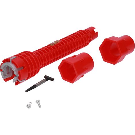 Cette clé à robinet est fabriquée en matériau ABS et possède une conception à double extrémité, adaptée à la fourniture d'écrous, de vannes d'arrêt et de paniers de filtre. (1/5)