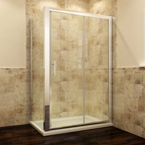 ELEGANT 1100mm Easy Clean Sliding Shower Enclosure and 900mm Bathroom Glass Panel 6mm Safety Tempered Glass Shower Cubicle with 1100x900mm Shower Tray and 90mm Waste Trap (1/5)