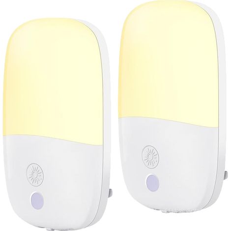 2 Veilleuse Enfant Veilleuse Prise avec Prise Pliable, Intensité Réglable, Modes Auto/Off/On, avec Capteur Crépusculaire pour Couloirs, Escaliers, Chambres, Cuisines, Salles De Bains, Salons, 0,5 w (1/5)