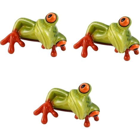 3pièces Figurine Animale Résine Décorative pour Bureau Et Maison Adornement De Grenouille Verte pour Ordinateur Et Décoration De Bureau (1/5)