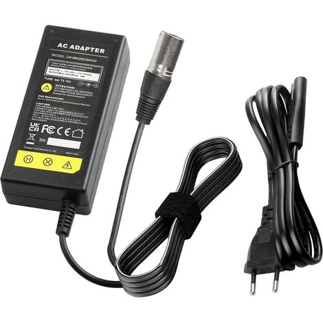 29.4V 24V 2A Adaptateur Alimentation Chargeur pour Batteries 24V avec Prise 3 broches pour cooter électrique fauteuil roulant électrique batteries E-bike, Go-Go Elite (1/5)