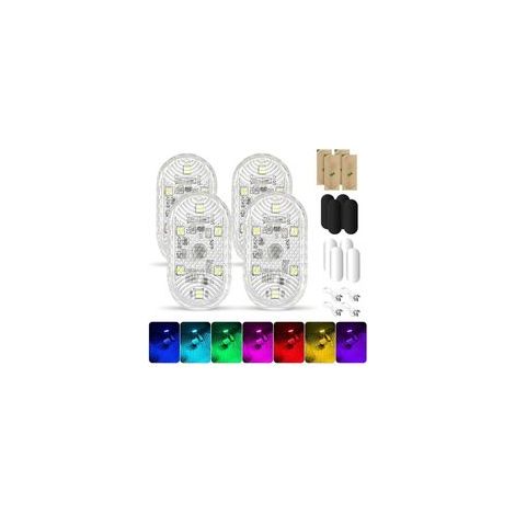 Lot de 4 Plafonniers LED RGB Sans Fil, Éclairage d'Ambiance Intérieur 7 Couleurs, Commande Vocale, Rechargeable USB (1/4)