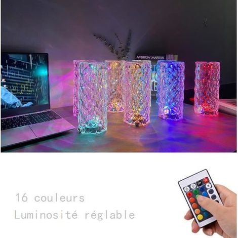 Lampe de table en cristal de diamant - Lampe LED à commande tactile avec chargement USB -16 couleurs + télécommande -pour decoration (1/3)