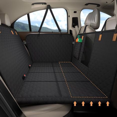 Car Dog Rear Seat Protection [127 x 62 cm], Waterproof, Scratch-Resistant, Hard Cover, Car Protector for Dogs, SUVs and Family Cars, Washable, with Ventilation Net (Black) (1/5)