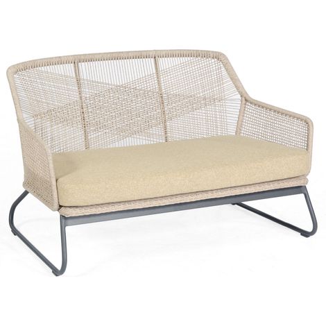 Sonnenpartner Loungesofa Couture Aluminium mit Polyrope white-shell Relaxsofa Garten-Sofa (1/5)