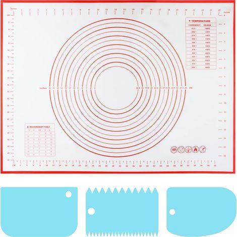 Tapis de Pâtisserie 70x50 cm - Plaque Silicone Réutilisable Antiadhésive pour Étaler Pâte avec Corne de Pâtisserie (1/5)
