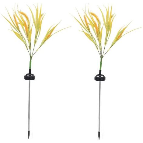 Lampes solaires au sol, 42 LEDs 2 pièces lumineuses belles lumières d\'oreille de blé solaires avec prises de terre pour cour pour pelouse (1/5)
