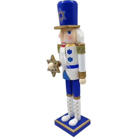 Soldat Casse-Noisette Figurine Traditionnelle Bleue et Blanche Décoration de Table de Noël Bureau (1/5)
