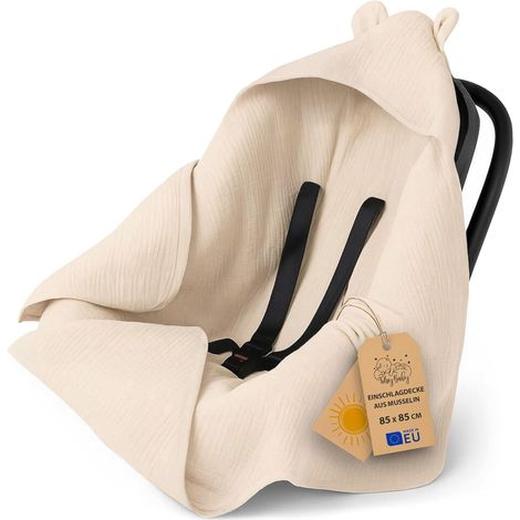 Nid D'ange Bébé - 1 Unité - Mousseline - Enveloppant Respirant - Poussette Siège Auto - 90x90cm Beige (1/5)