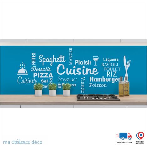 Crédence : Cuisine et repas 2 - Couleur Bleu clair - Alu composite - 120 - 60 (1/3)