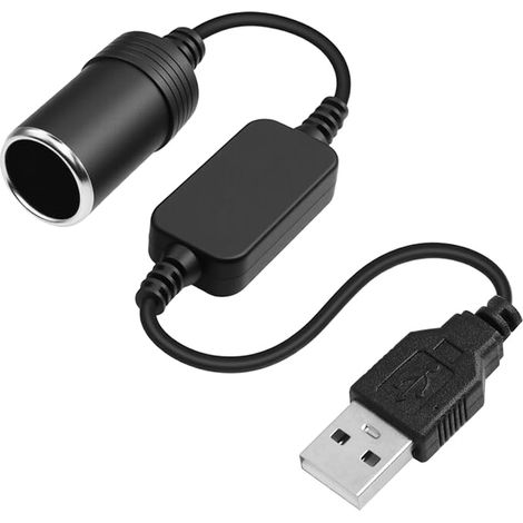 5V Câble Convertisseur USB A Mâle vers Prise Allume-Cigare Femelle 12 V