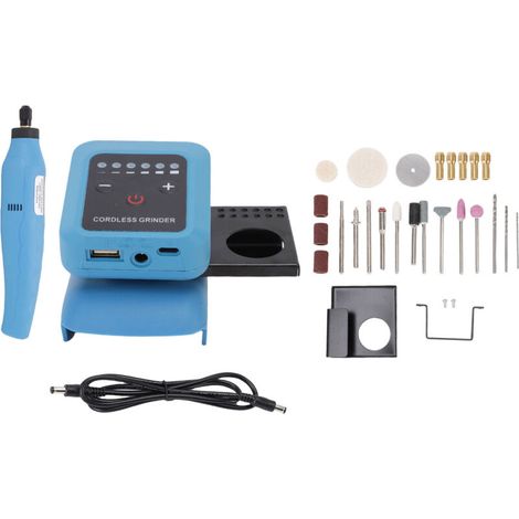 Mini meuleuse sans fil 6000-18000 tr/min, 6 vitesses, machine de meulage et de sculpture électrique portative avec sortie USB Type C, établi et support (1/5)
