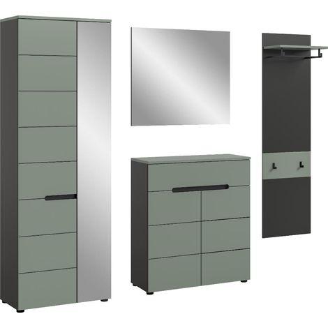 Canu Garderobenmöbel Set C13 staubgrün, dunkelgrau.