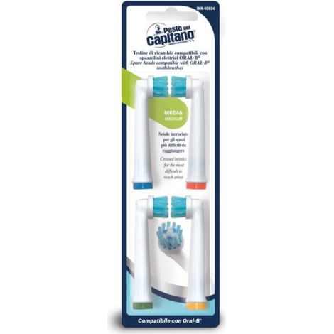 Testine di Ricambio Spazzolino Compatibile Oral B Setole Incrociate 4 Pezzi (1/2)