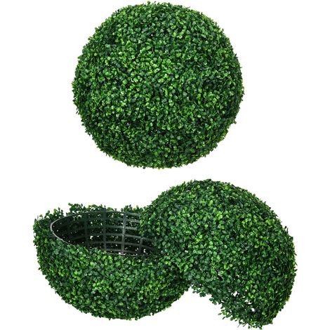 2er Set künstliche Buchsbaumkugel 50 cm Kunstpflanze, Plastik künstliche Pflanzen Buchsbaumkugel, Fake Plant für Wohnzimmer Schlafzimmer Büro Garten moderne Dekoration Geschenk