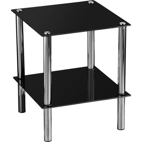 Premier Housewares 2 Tier Black Glass End Table (1/4)