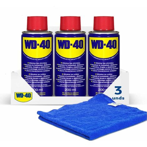 WD-40 - Lubricante Multiusos WD40 200ml - Pack 3 unidades incluye paño (1/5)