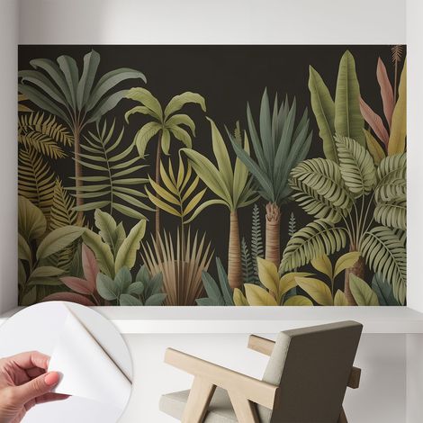 Papier peint autocollant avec imprimé pour cuisine facile à appliquer pour mur a motif Jungle tropicale 104x70 cm (1/5)